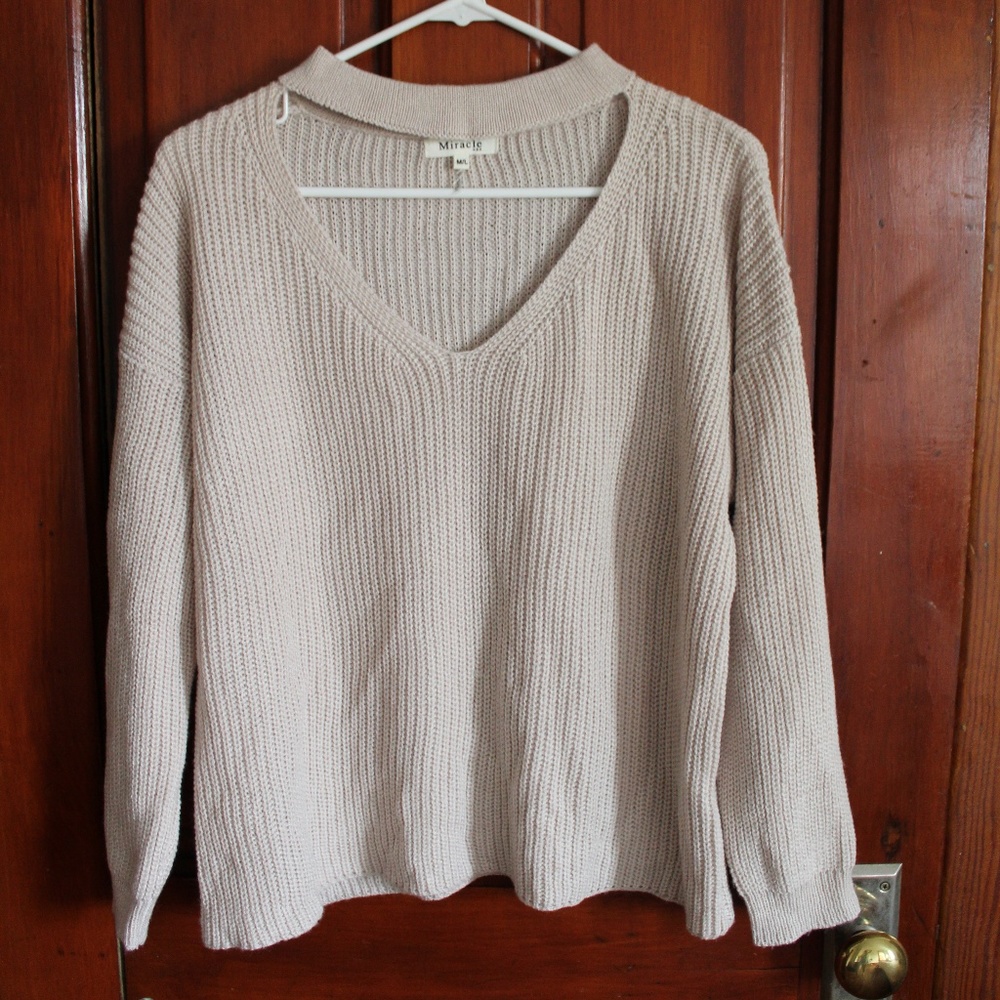 Knit Sweater with Neck Detail